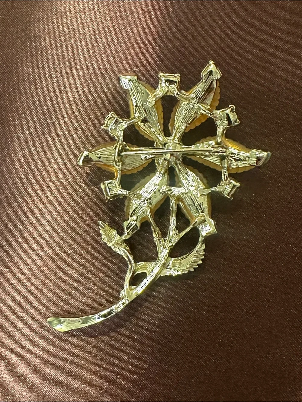 Vintage Yellow Flower “Jelly Belly” Crystal Brooch